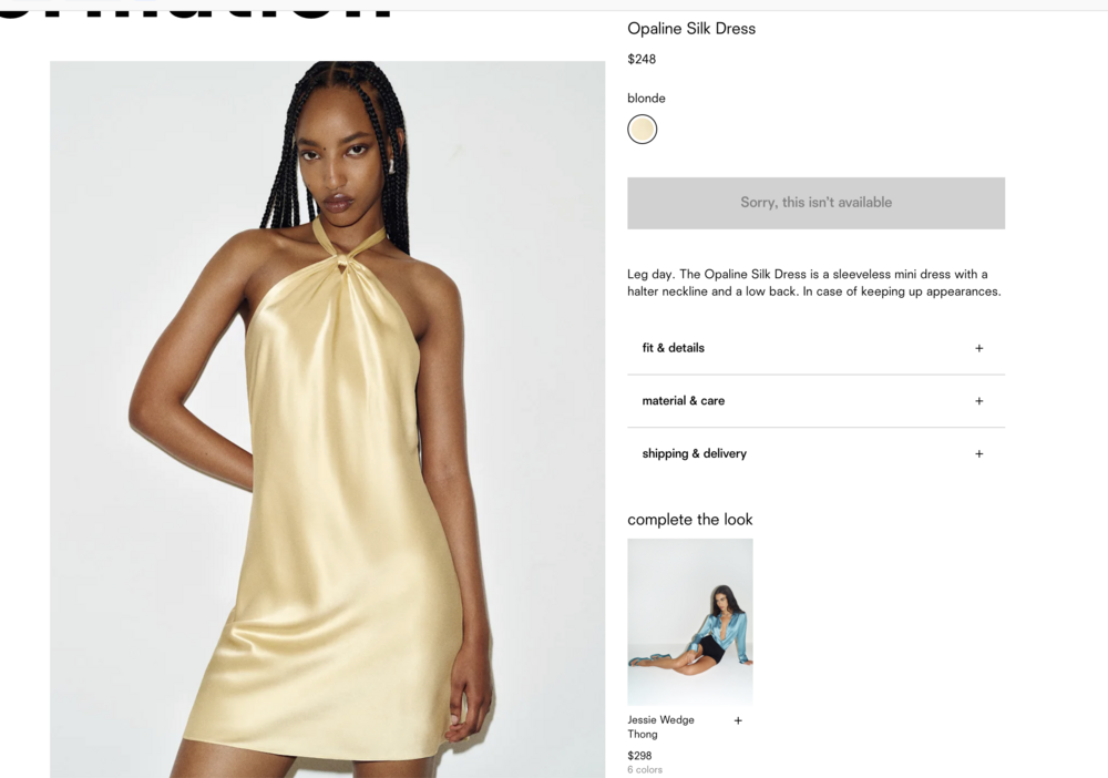 Reformation Opaline Silk Dress Yellow - Size M